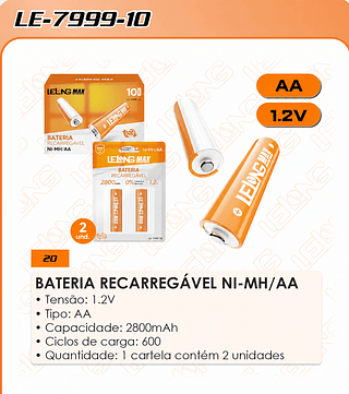 BATERIA RECARREGÁVEL NI-MH/AA