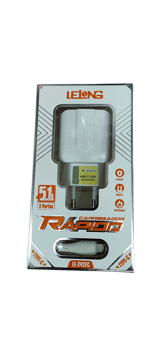 LELONG-CARREGADOR RAPIDO- 5.1A 2USB-TPC