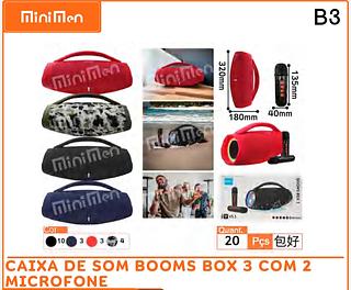 CAIXA DE SOM BOOMS BOX 3 COM 2 MICROFONE