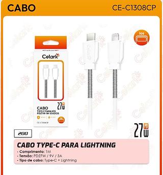 CABO TYPE-C PARA LIGHTNING - Comprimento: 1M