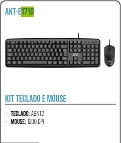KIT TECLADO E MOUSE• TECLADO: ABNT2 • MOUSE: 1200 DPI