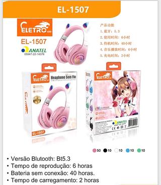 Versão Blutooth: Bt5.3 • Tempo de reprodução: 6 horas • Bateria sem conexão: 40 horas. • Tempo de carregamento: 2 horas