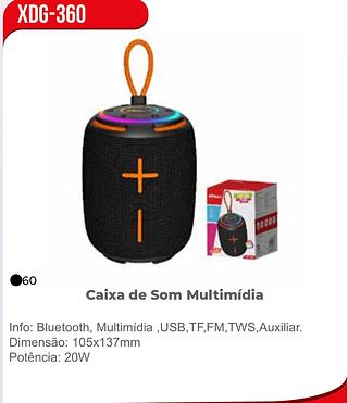 Caixa de Som Multimídia Info: Bluetooth, Multimídia ,USB, TF,FM,TWS,Auxiliar. Dimensão: 105x137mm Potência: 20W