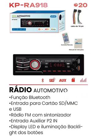 RÁDIO AUTOMOTIVO •Função Bluetooth