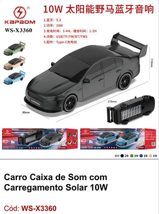 Carro Caixa de Som com Carregamento Solar 10W