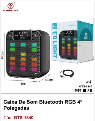 Caixa De Som Bluetooth RGB 4* Polegadas