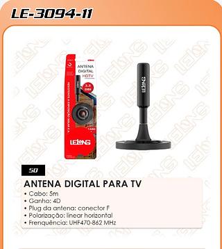 ANTENA DIGITAL PARA TV • Cabo: 5m