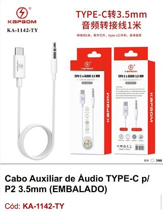 Cabo Auxiliar de Áudio Tipo-C Para P2
