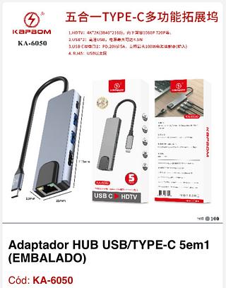 Adaptador HUB USB/TYPE-C 5em1