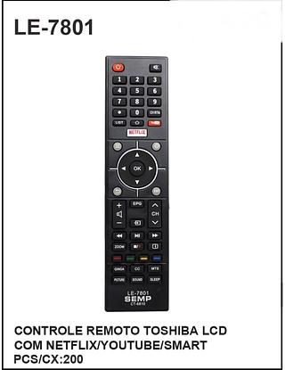 CONTROLE REMOTO TOSHIBA LCD COM NETFLIX/YOUTUBE/SMART
