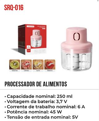 PROCESSADOR DE ALIMENTOS • Capacidade nominal: 250 ml