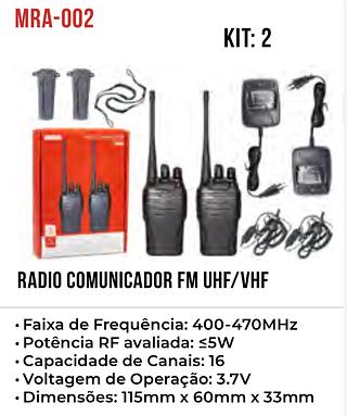RADIO COMUNICADOR FM UHF/VHF