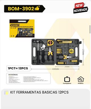 KIT FERRAMENTAS BASICAS 12PCS