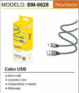 Micro USB • Corrente: 2.4A • Comprimento: 2 metros