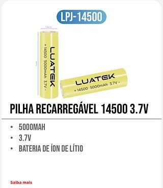 PILHA RECARREGÁVEL 14500 3.7V