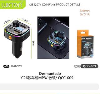￼Carregador Carro Transmissor Fm Bluetooth Veicular Mp3 Rádio