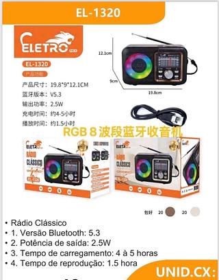 Rádio Clássico • 1. Versão Bluetooth: 5.3 RGB