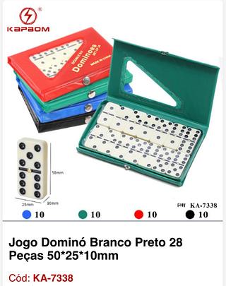 Jogo Dominó Branco Preto 28 Peças 50*25*10mm