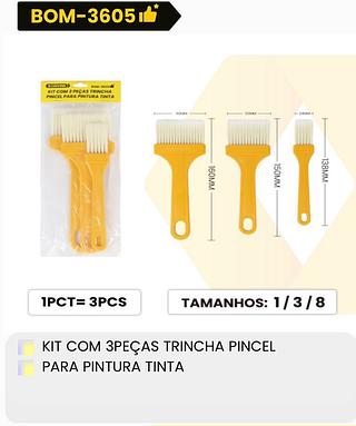 KIT COM 3PEÇAS TRINCHA PINCEL