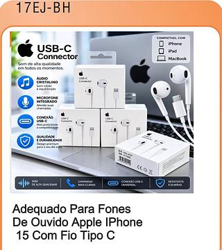 Adequado Para Fones De Ouvido Apple IPhone 15 Com Fio Tipo C
