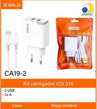 Kit carregador iOS 3.1A