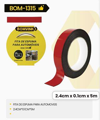 FITA DE ESPUMA PARA AUTOMOVEIS 2.4CM*0.1CM*5M