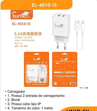 1. Possui 2 entrada de carregamento • 2. Bivolt • 3. Possui cabo tipo ios