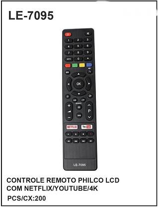 CONTROLE REMOTO PHILCO LCD COM NETFLIXYOUTUBE/4K