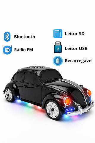 CARRO DE SOM FUSCA MULTIMÍDIA BT, USB, TF, FM