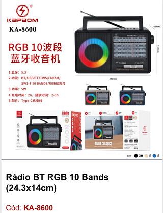 Rádio BT RGB 10 Bands (24.3x14cm)