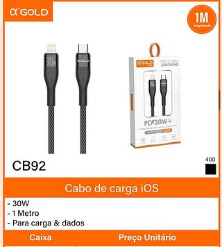 Cabo de carga iOS - 30W - 1 Metro - Para carga & dados