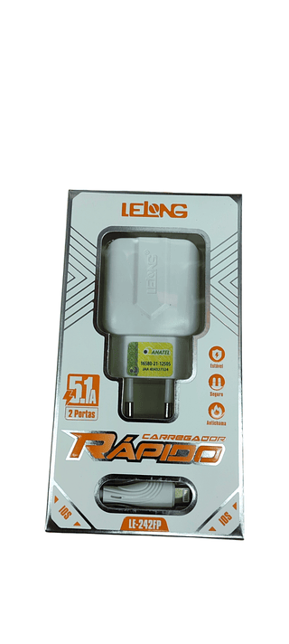 LELONG-CARREGADOR RAPIDO- 5.1A 2USB-IOS