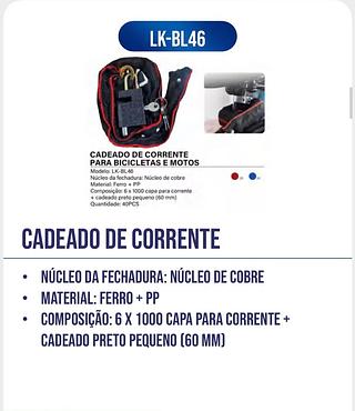 CADEADO DE CORRENTE MATERIAL: FERRO + PP