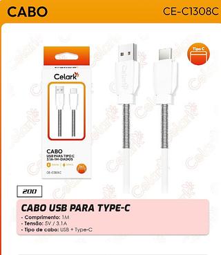 CABO USB PARA TYPE-C - Comprimento: 1M
