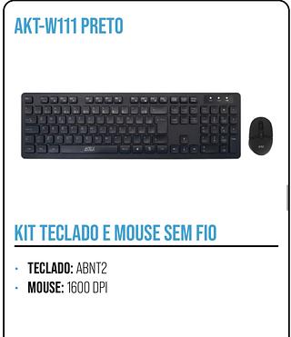 KIT TECLADO E MOUSE SEM FIO TECLADO: ABNT2