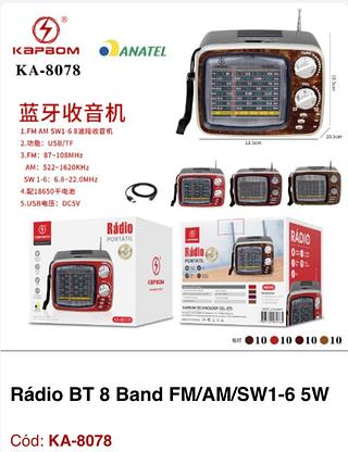 Rádio BT 8 Band FM/AM/SW1-6 5W
