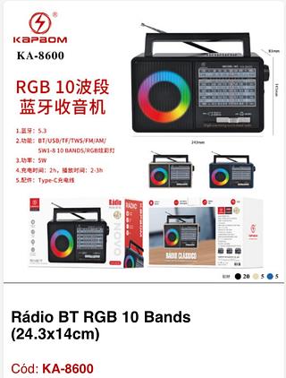 Rádio BT RGB 10 Bands