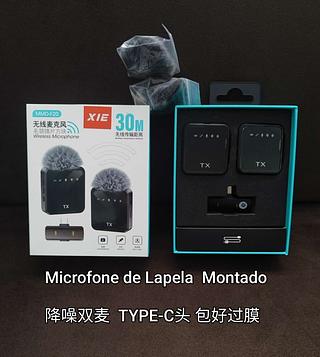 Microfone Lapela Celular Profissional Duplo Tipo C
