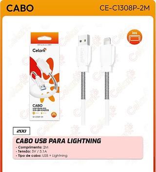 CABO USB PARA LIGHTNING - Comprimento: 2M