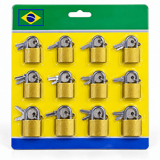 12 Unidades Cadeado 20-25-30 MM Cartela
