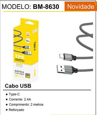 Type-C • Corrente: 2.4A • Comprimento: 2 metros