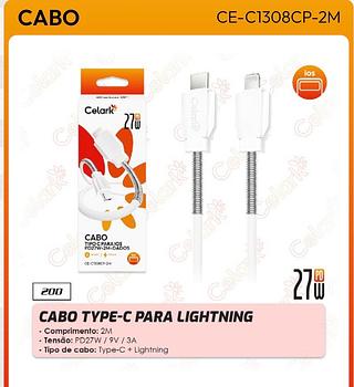 CABO TYPE-C PARA LIGHTNING - Comprimento: 2M