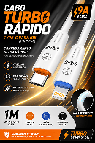 OTTO CABO TURBO RÁPIDO 9A 1M-TPC-IOS