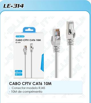 CABO CFTV CAT6 10M - Conector modelo RJ45
