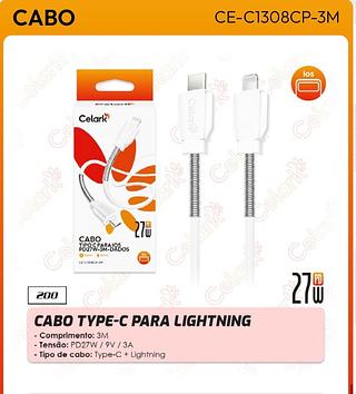 CABO TYPE-C PARA LIGHTNING - Comprimento: 3M