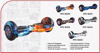 • Pneus: 6.5 Polegadas • Cubo da roda: Brilho de LED • Bateria: 36V/4.0AH • Tempo de recarga: 4-6 horas MPE-B6555 • Vida útil da bateria: 1-2 horas • Velocidade máxima: 10 km/h • Rolamento de carga: 100 kg • Motor: 36 V250 W2