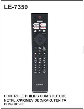 CONTROLE PHILIPS COM YOUTUBE NETFLIX/PRIMEVIDEO/RAKUTEN TV