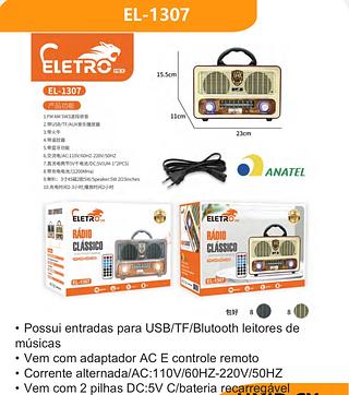 Possui entradas para USB/TF/Blutooth leitores de músicas