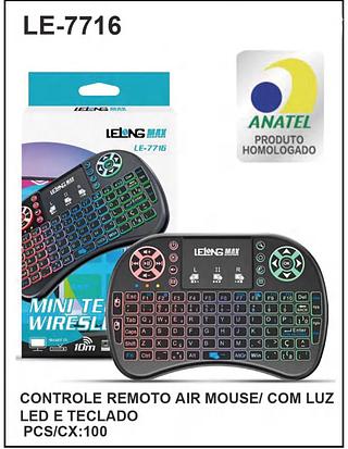 CONTROLE REMOTO AIR MOUSE/ COM LUZ LED E TECLADO