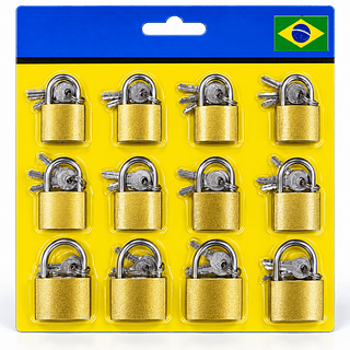 12 Unidades Cadeado 30-40-50 MM Cartela